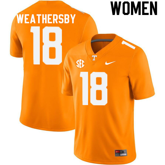 Women #18 Tyree Weathersby Tennessee Volunteers College Football Jerseys Stitched-Orange